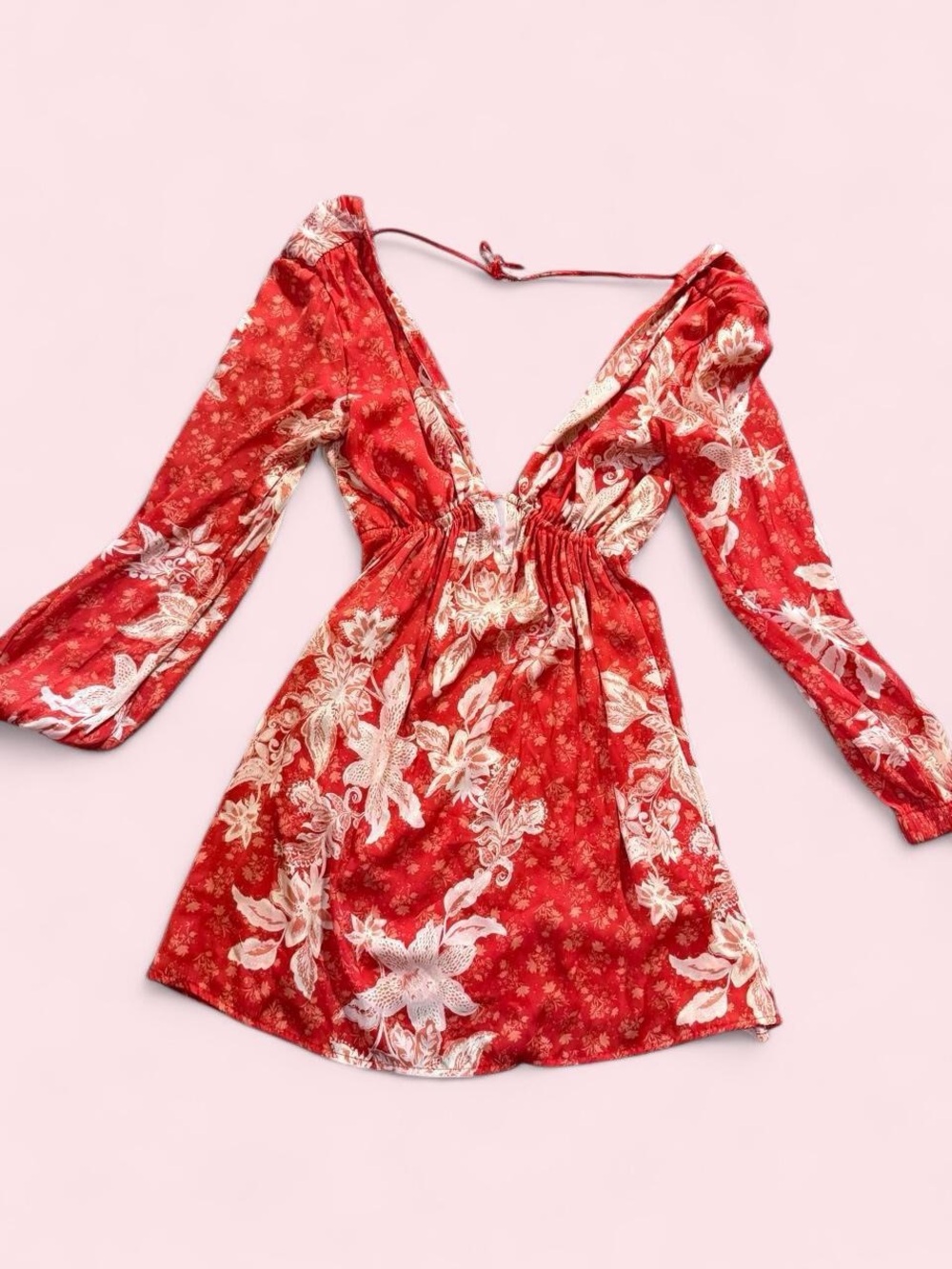 Free People Coral Pink Floral Dress